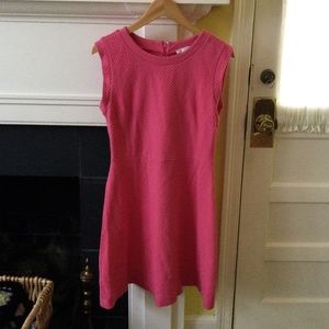 LOFT Sleeveless Basketweave Fit & Flare Dress Pink - Sz 8